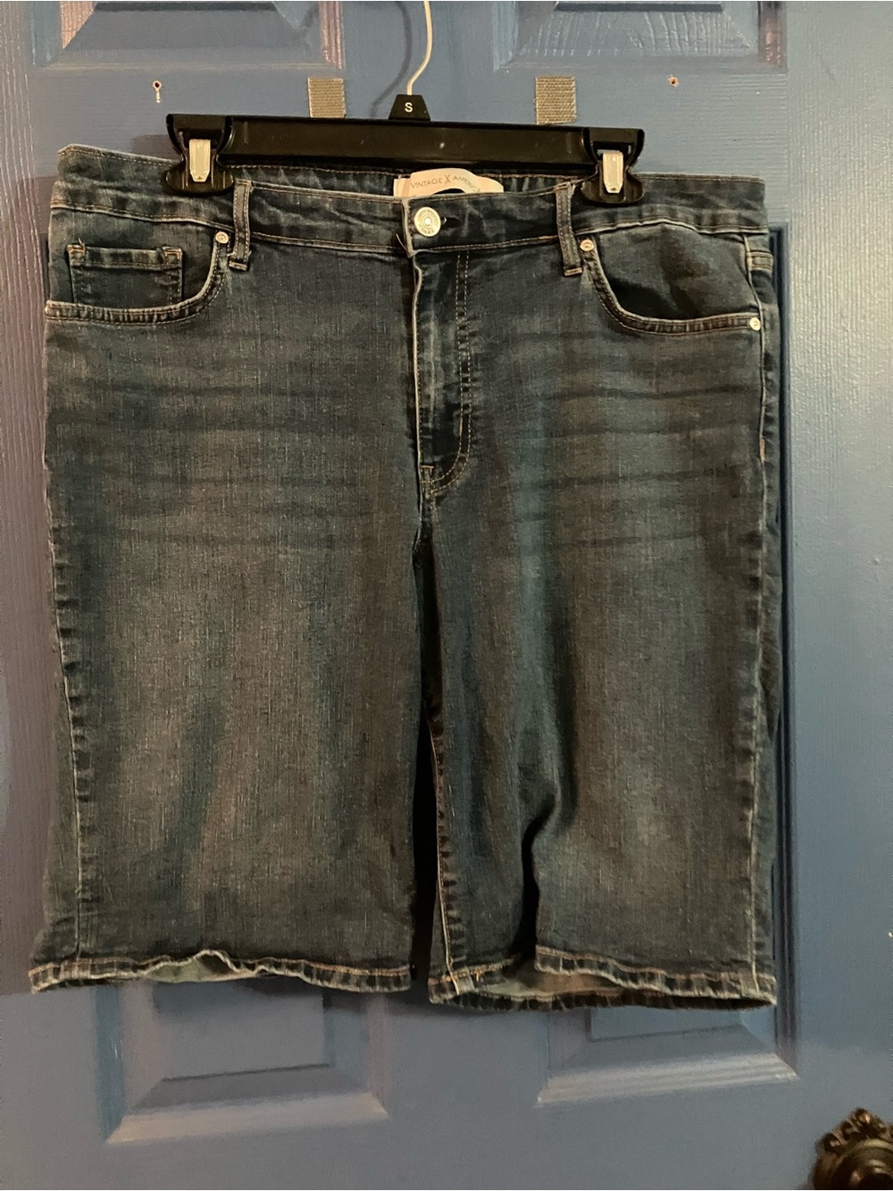 Vintage America Dark Wash Denim Bermuda Shorts